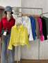 MATINEE Solid Color Long Sleeves Crop Shirts